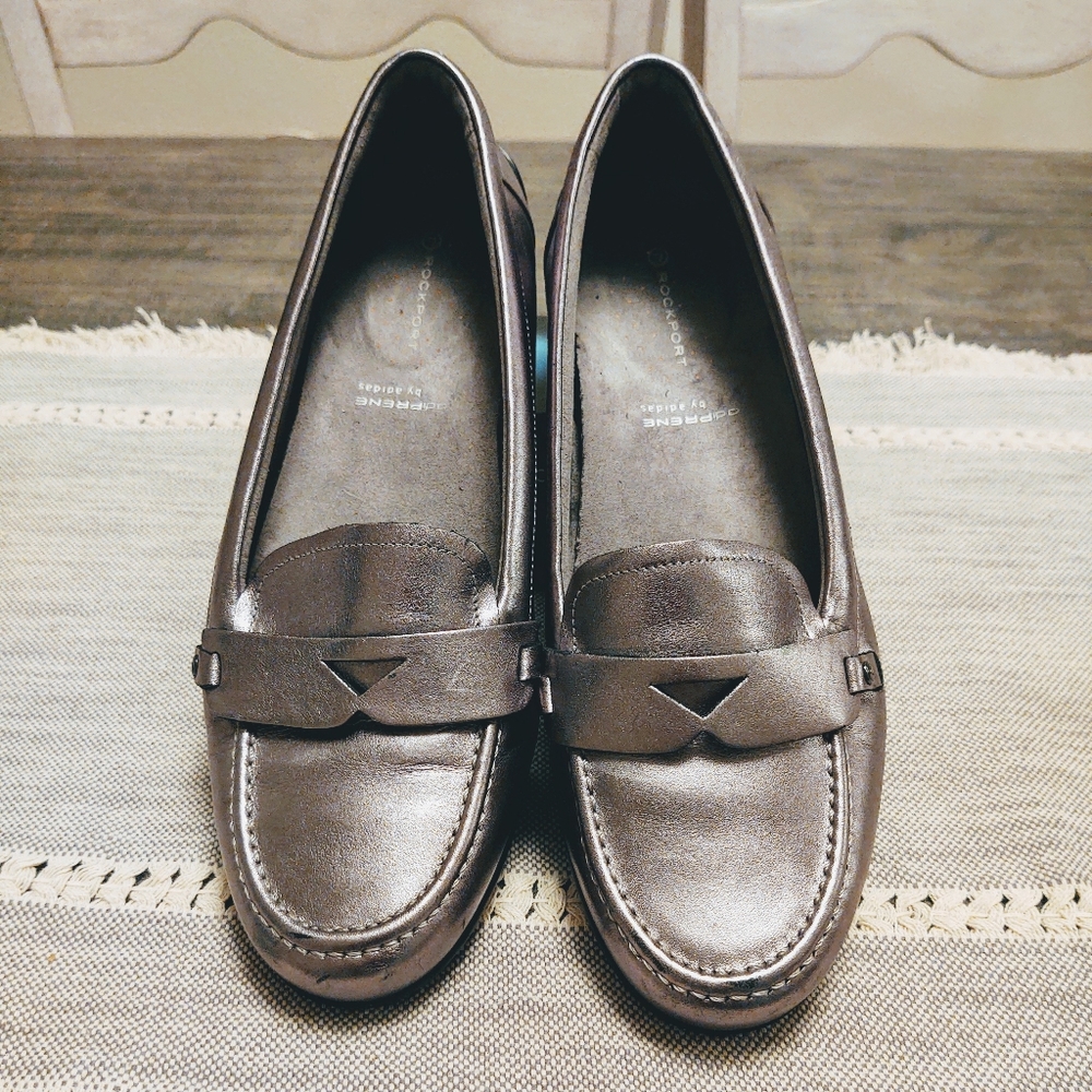 Rockport Metallic Silver Leather Loafers